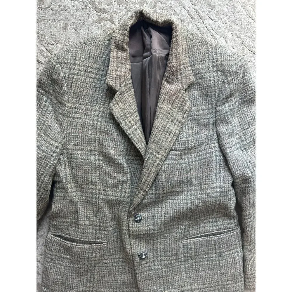 Oakton Ltd Men’s Wool Blazer Sport Coat Jacket Gray Plaid 42R 100% Pure Wool
